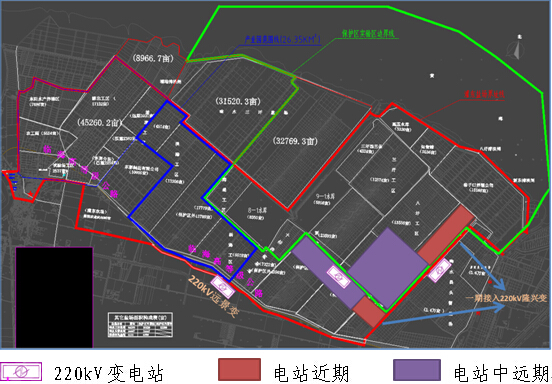 鹽城灌東光伏電站建設(shè)大型地面電站與漁光互補(bǔ)電站、變電站布局圖